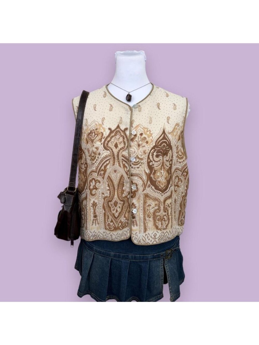 y2k paisley boho vest top